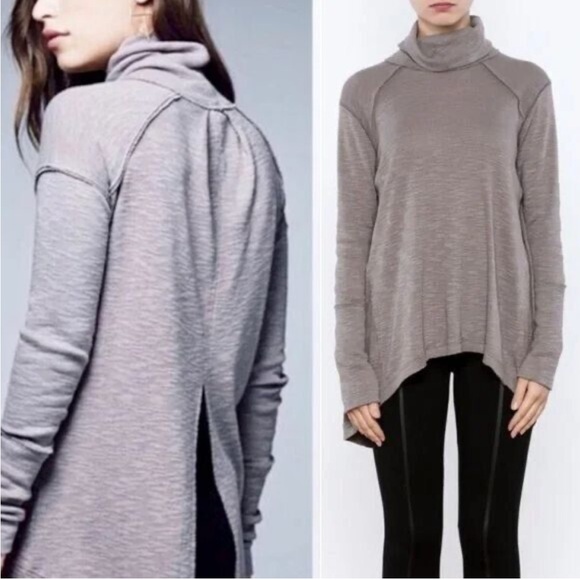 Cozy Women's Turtleneck Sweater slice back bohemian free people shirt - Picture 1 of 8